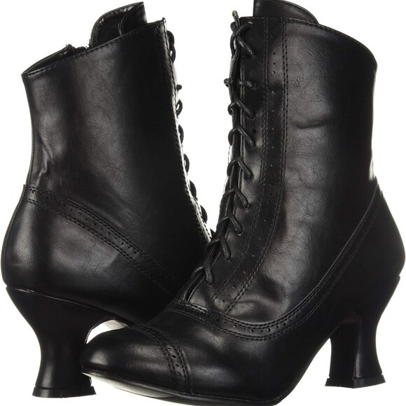 Women's Mid Calf Victorian Steampunk Costume Bootie Black Size 10 - Picture 7 of 7